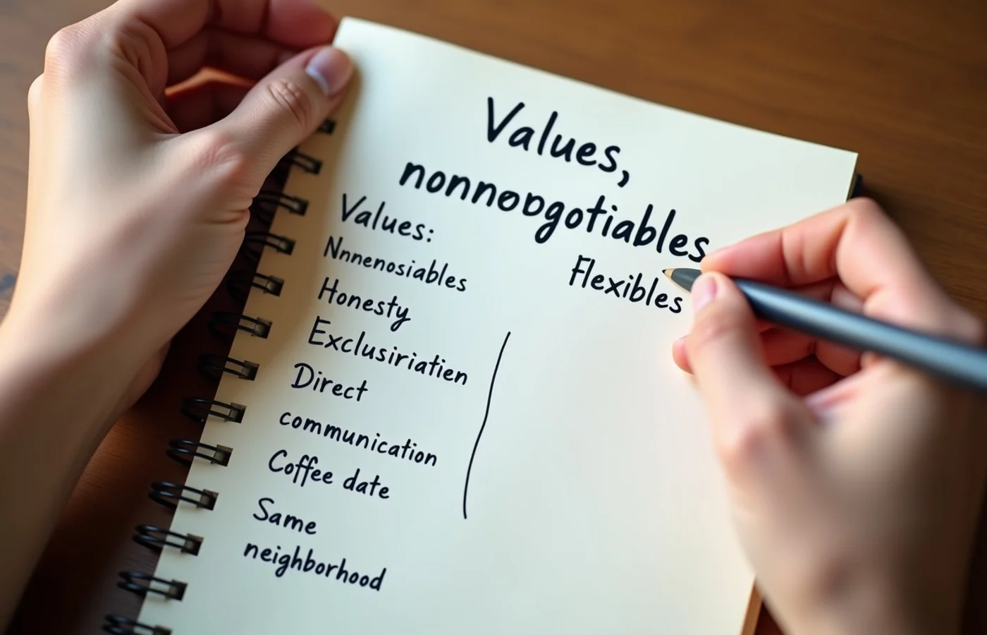 Values, nonnegotiables, and flexible preferences - supporting editorial photograph